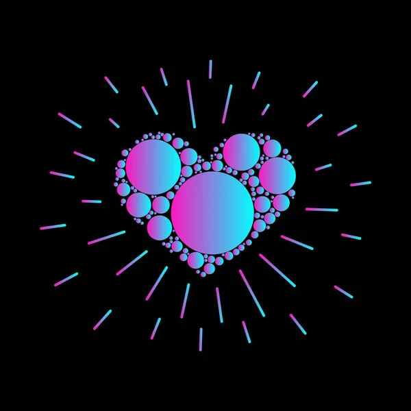 Decorative Heart with rays. Vector Icon. Valentine Day. — 스톡 벡터