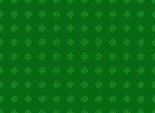 Seamless pattern for St. Patricks day with geometric print. Green stylish background with clover, shamrock. Backdrop for the festive decoration of modern banners, cards, packaging and wallpaper. — Stok Vektör