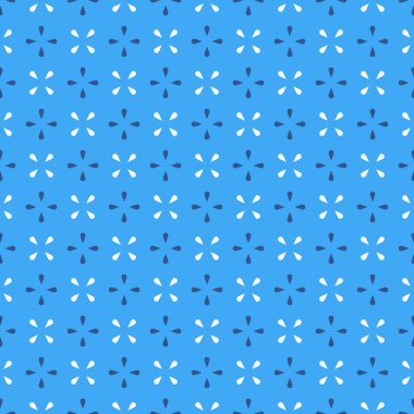 Geometrik dikişsiz beyaz ve mavi desenli. Arkaplandaki izole nesneler ve noktalar, soyut basit tasarım. Modern minimal tasarım. Grafik tasarımı, tekstil ve baskı için mükemmel vektör illüstrasyonu.