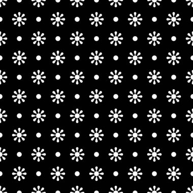 Çiçeksel geometrik dikişsiz siyah ve beyaz desenli. Arka planda izole papatya, soyut basit çiçek tasarımı. Modern minimal tasarım. Grafik tasarımı, tekstil, baskı vs. için mükemmel vektör illüstrasyonu