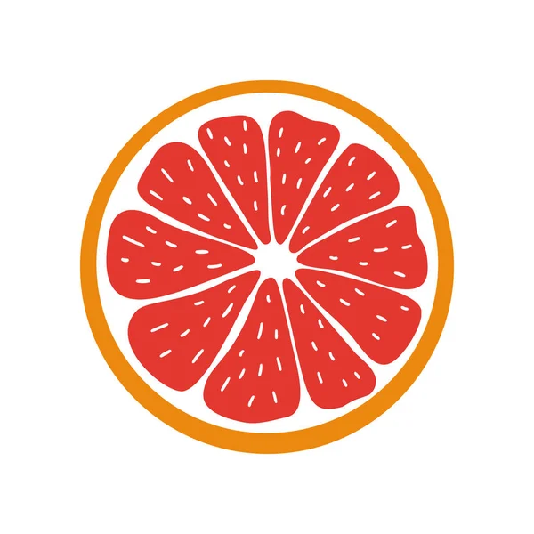 Šťavnatá ikona grapefruitu. Vektorová ilustrace. Jasné barevné Izolovaný prvek na bílém pozadí. Pro moderní kreativní design, loga, transparenty, obaly, obaly, tisky, menu apod.. — Stockový vektor