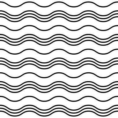 Vektör Kusursuz Desen. Beyaz arka planda siyah dalgalı çizgiler. Basit modern illüstrasyon şenlikli arka plan, tasarım tebrik kartları, tekstil, paketleme, duvar kağıdı, baskı vs..