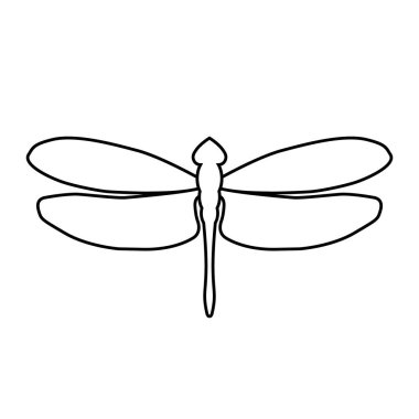 Yusufçuk ikonu. Beyaz arka planda izole edilmiş siyah çizgiler. Logo tasarımının sembolü. Stok vektör illüstrasyonu.