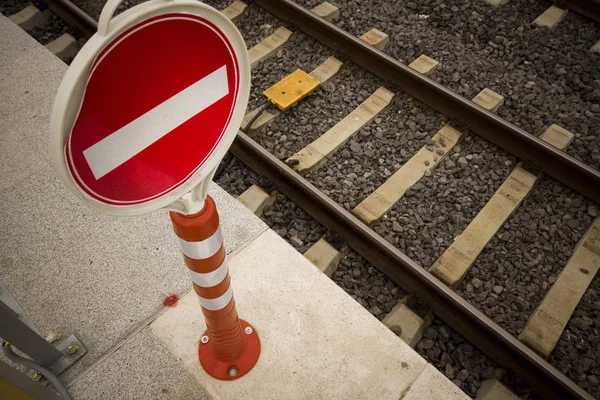 Ferrocarril Entrar Placa Señal — Foto de Stock