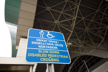 pedestrian crossing sign at airport