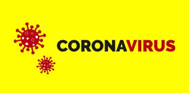 Sarı Arkaplan 'da Coronavirus. Roman Coronavirus Covid 19 NCoV - Vektör