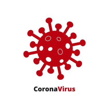 Beyaz Arkaplanda Kırmızı Coronavirus. Roman Coronavirus Covid 19 NCoV - Vektör
