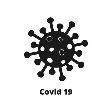 Siyah Covid 19, Beyaz Arkaplanda. Roman Coronavirus Covid 19 NCoV - Vektör