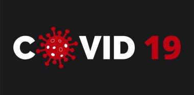 Siyah Arkaplan 'da Covid 19. Roman Coronavirus Covid 19 NCoV - Vektör
