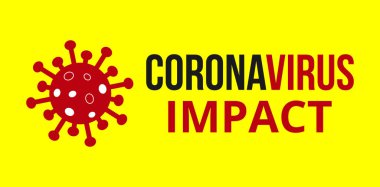 Koronavirüsün etkisi sarı arka planda. Roman Coronavirus Covid 19 NCoV - Vektör