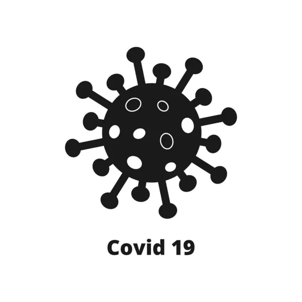 Siyah Covid 19, Beyaz Arkaplanda. Roman Coronavirus Covid 19 NCoV - Vektör