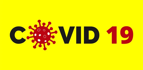 Sarı Arkaplan 'da Covid19. Roman Coronavirus Covid 19 NCoV - Vektör