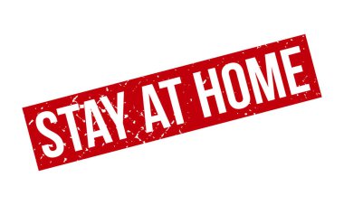 Evde Kauçuk Damgası 'nda kal. Red Stay at Home Rubber Grunge mühür vektör çizimi - Vektör