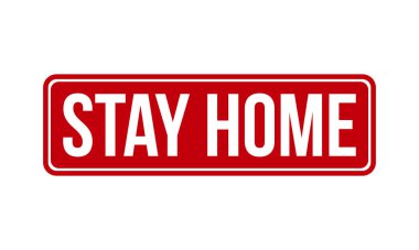 Evde Kalıp Kauçuk Damgası. Red Stay Home Rubber Grunge Mühür Vektör İllüstrasyonu