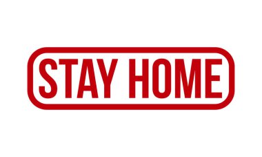Evde Kalıp Kauçuk Damgası. Red Stay Home Rubber Grunge Mühür Vektör İllüstrasyonu