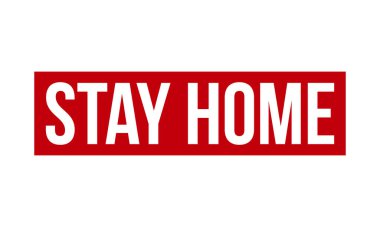 Evde Kalıp Kauçuk Damgası. Red Stay Home Rubber Grunge Mühür Vektör İllüstrasyonu