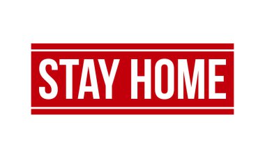 Evde Kalıp Kauçuk Damgası. Red Stay Home Rubber Grunge Mühür Vektör İllüstrasyonu