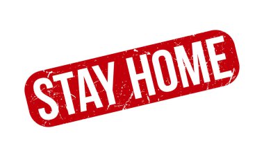 Evde Kalıp Kauçuk Damgası. Red Stay Home Rubber Grunge Mühür Vektör İllüstrasyonu