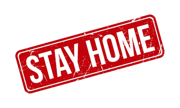 Restez Maison Timbre Caoutchouc Red Stay Home Grunge Caoutchouc Stamp — Image vectorielle