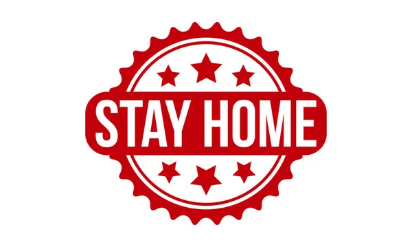 Restez Maison Timbre Caoutchouc Red Stay Home Grunge Caoutchouc Stamp — Image vectorielle