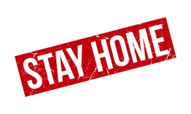 Evde Kalıp Kauçuk Damgası. Red Stay Home Rubber Grunge Mühür Vektör İllüstrasyonu