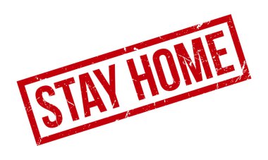 Evde Kalıp Kauçuk Damgası. Red Stay Home Rubber Grunge Mühür Vektör İllüstrasyonu