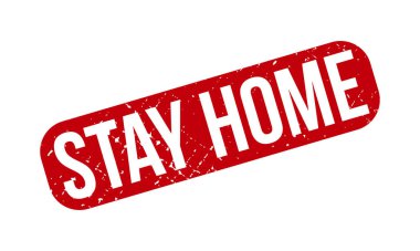 Evde Kalıp Kauçuk Damgası. Red Stay Home Rubber Grunge Mühür Vektör İllüstrasyonu
