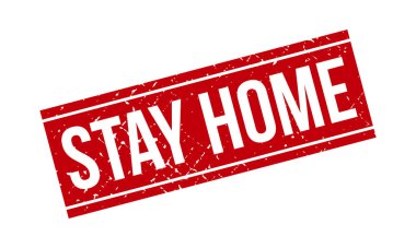 Evde Kalıp Kauçuk Damgası. Red Stay Home Rubber Grunge Mühür Vektör İllüstrasyonu