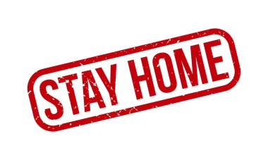 Evde Kalıp Kauçuk Damgası. Red Stay Home Rubber Grunge Mühür Vektör İllüstrasyonu