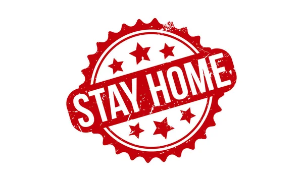 Restez Maison Timbre Caoutchouc Red Stay Home Grunge Caoutchouc Stamp — Image vectorielle