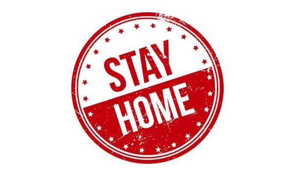 Restez Maison Timbre Caoutchouc Red Stay Home Grunge Caoutchouc Stamp — Image vectorielle