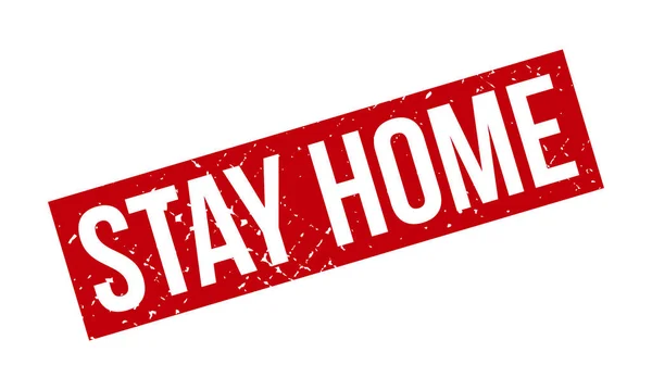 Bleiben Sie Hause Red Stay Home Rubber Grunge Stempel Seal — Stockvektor