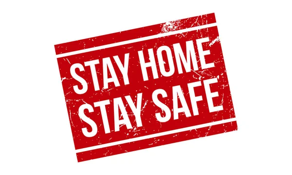 Evde Kal Kauçuk Damgası Red Stay Home Safe Rubber Grunge — Stok Vektör