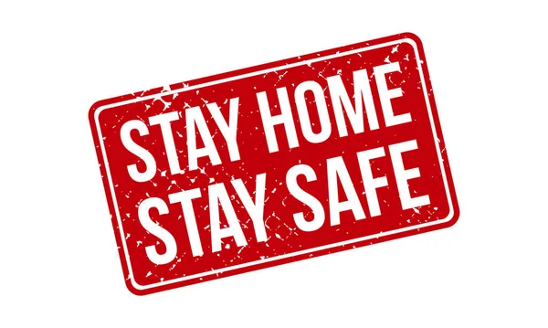 Zůstaň Doma Bezpečí Gumové Razítko Red Stay Home Stay Safe — Stockový vektor