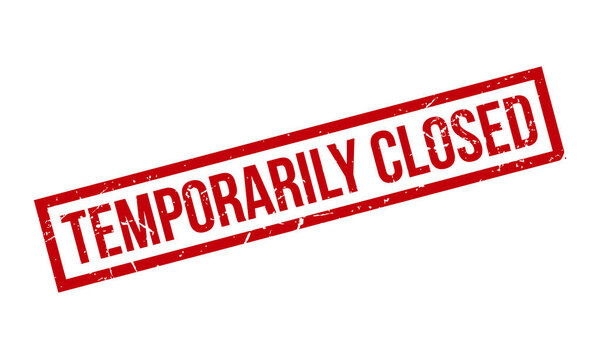 Временно закрытая каучуковая марка. Красная временно закрытая резиновая гранж-иллюстрация векторной печати печатей
