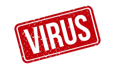 Virüs Kauçuk Damgası. Kırmızı Virüs Kauçuk Grunge Mühür Vektör İllüstrasyonu