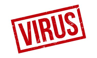 Virüs Kauçuk Damgası. Kırmızı Virüs Kauçuk Grunge Mühür Vektör İllüstrasyonu