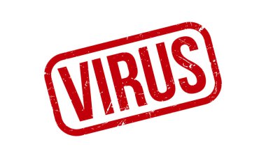 Virüs Kauçuk Damgası. Kırmızı Virüs Kauçuk Grunge Mühür Vektör İllüstrasyonu