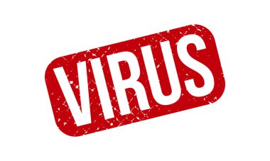 Virüs Kauçuk Damgası. Kırmızı Virüs Kauçuk Grunge Mühür Vektör İllüstrasyonu