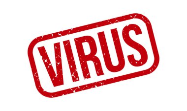 Virüs Kauçuk Damgası. Kırmızı Virüs Kauçuk Grunge Mühür Vektör İllüstrasyonu