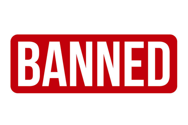 Red Banned Rubber Stamp Isolated On White Background