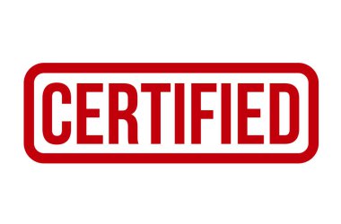 Onaylı Lastik Damga. Kırmızı Sertifikalı Kauçuk Grunge Mühür Vektör İllüstrasyonu - Vektör