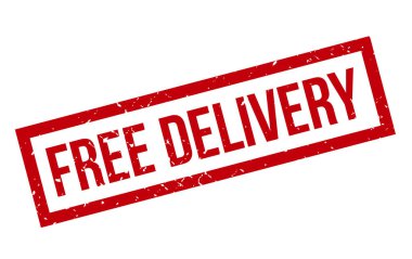 Bedava Teslimat Kauçuk Damgası. Kırmızı Beleş Teslimat Kauçuk Grunge Mühür Vektör İllüstrasyonu - Vektör