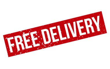 Bedava Teslimat Kauçuk Damgası. Kırmızı Beleş Teslimat Kauçuk Grunge Mühür Vektör İllüstrasyonu - Vektör