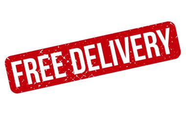 Bedava Teslimat Kauçuk Damgası. Kırmızı Beleş Teslimat Kauçuk Grunge Mühür Vektör İllüstrasyonu - Vektör