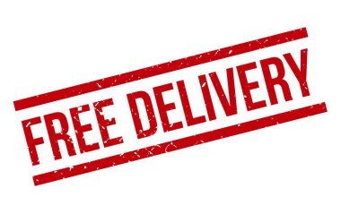 Bedava Teslimat Kauçuk Damgası. Kırmızı Beleş Teslimat Kauçuk Grunge Mühür Vektör İllüstrasyonu - Vektör