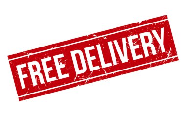 Bedava Teslimat Kauçuk Damgası. Kırmızı Beleş Teslimat Kauçuk Grunge Mühür Vektör İllüstrasyonu - Vektör