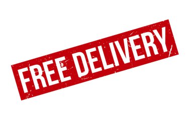 Bedava Teslimat Kauçuk Damgası. Kırmızı Beleş Teslimat Kauçuk Grunge Mühür Vektör İllüstrasyonu - Vektör