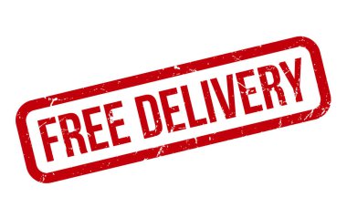 Bedava Teslimat Kauçuk Damgası. Kırmızı Beleş Teslimat Kauçuk Grunge Mühür Vektör İllüstrasyonu - Vektör