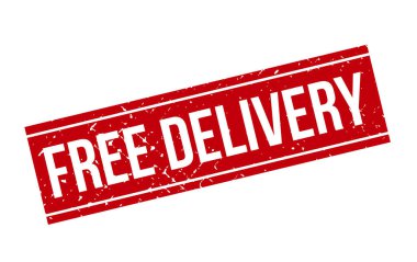 Bedava Teslimat Kauçuk Damgası. Kırmızı Beleş Teslimat Kauçuk Grunge Mühür Vektör İllüstrasyonu - Vektör